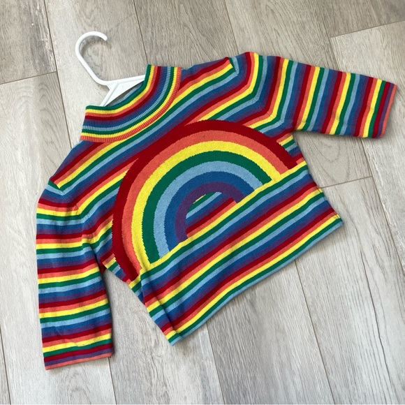 UNIF Crop Top rainbow mockneck knit womens xsmall colorful bright fun maximalist - Picture 2 of 7